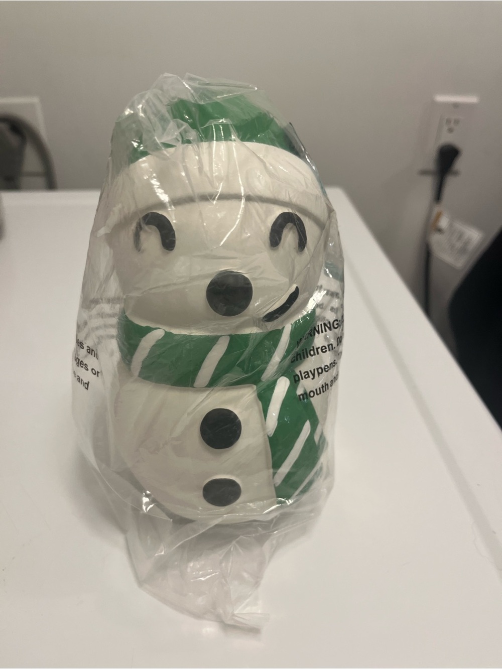 Snowman squeaky dog toy